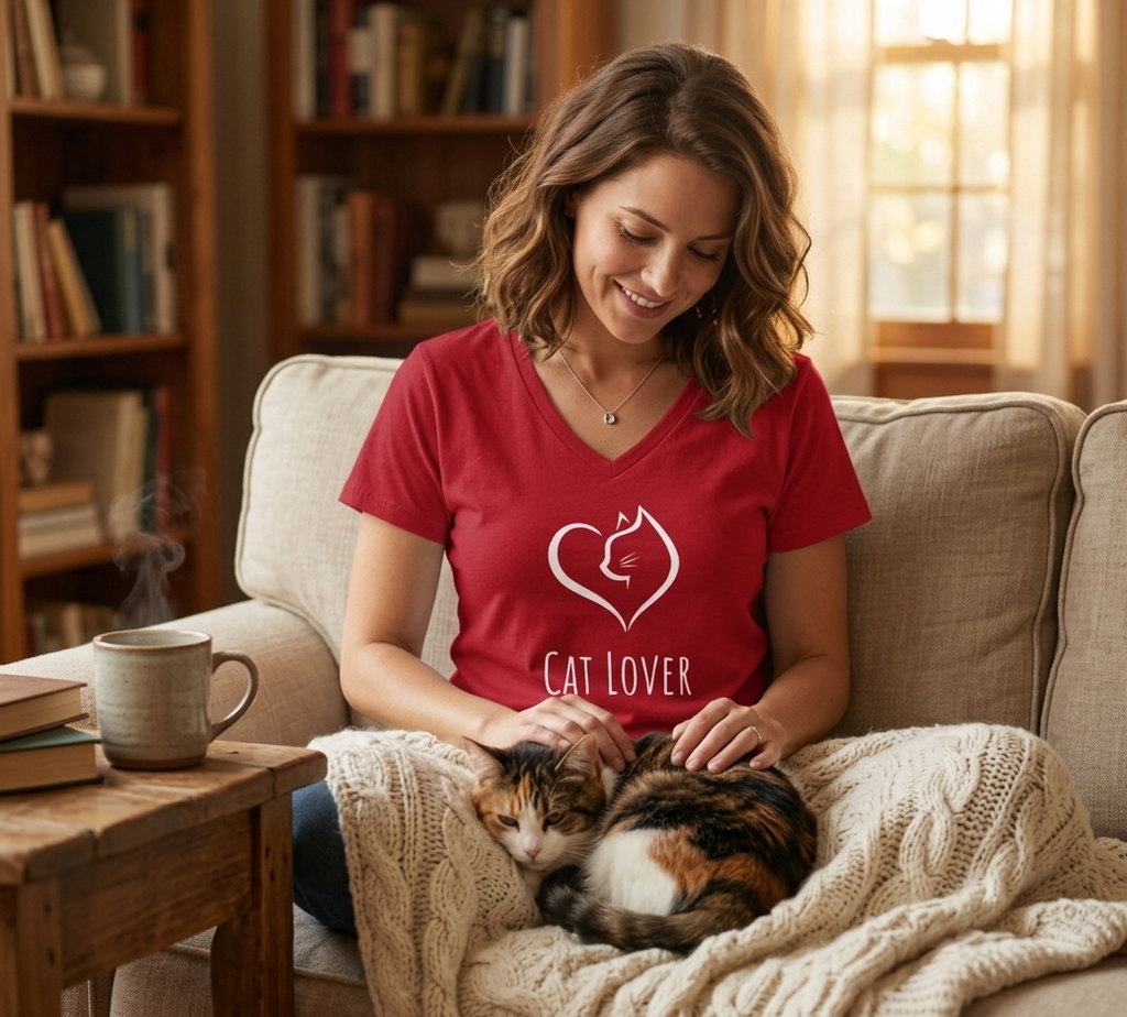 Cat Lover Women’s V-Neck T-Shirt