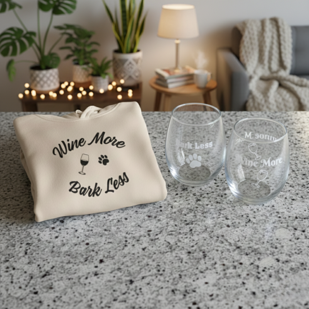 Wine More, Bark Less Cozy Set