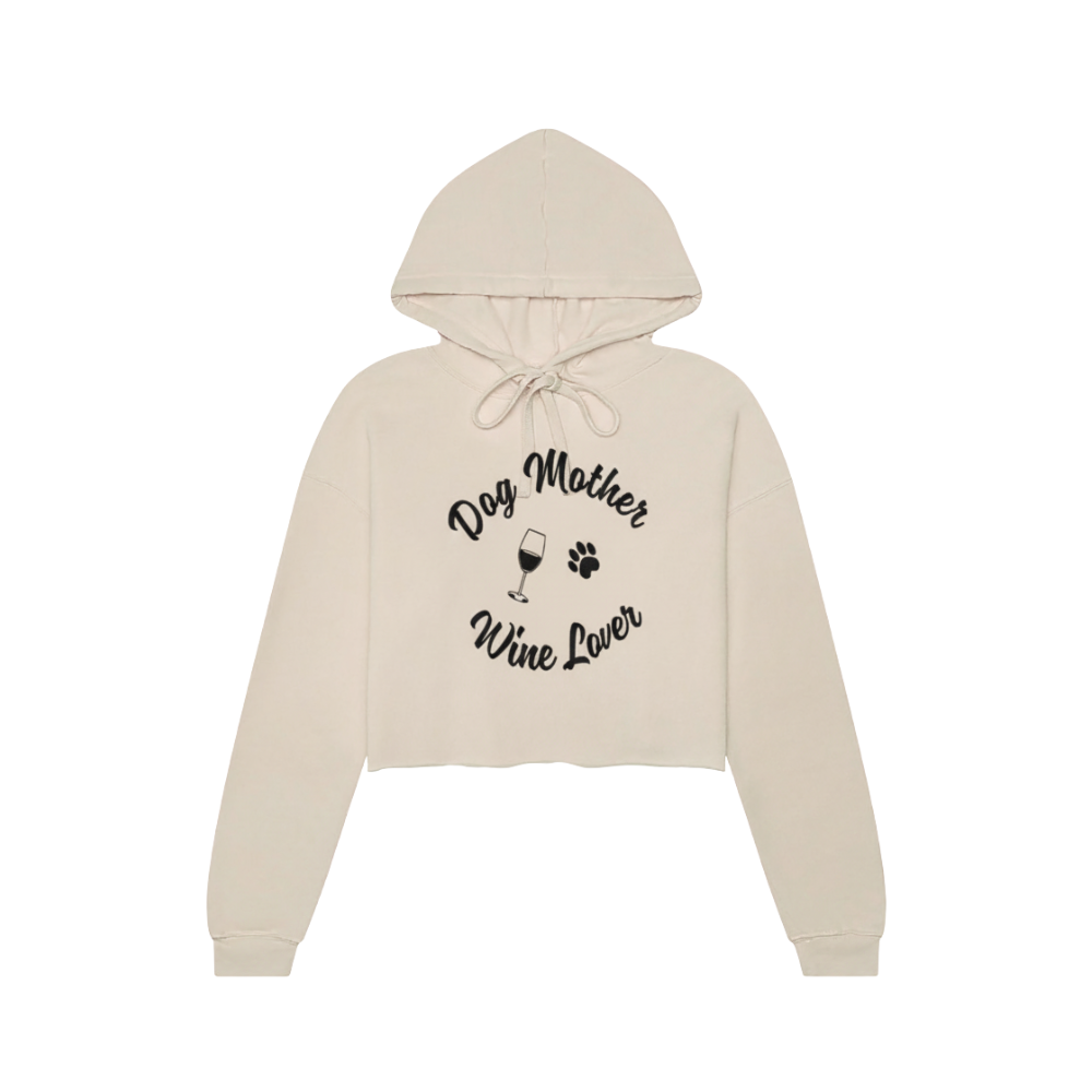 Dog Mom Wine Lover Cropped Hoodie