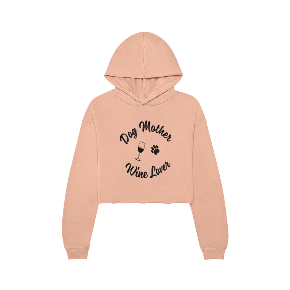 Dog Mom Wine Lover Cropped Hoodie