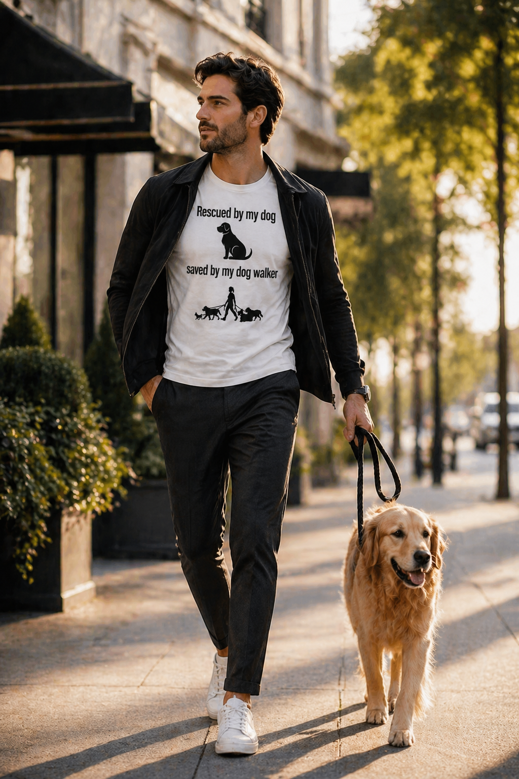 Rescued by My Dog, Saved by My Dog Walker Men’s T-Shirt